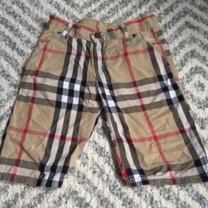 Burberry Tan and Red Plaid Kids Shorts